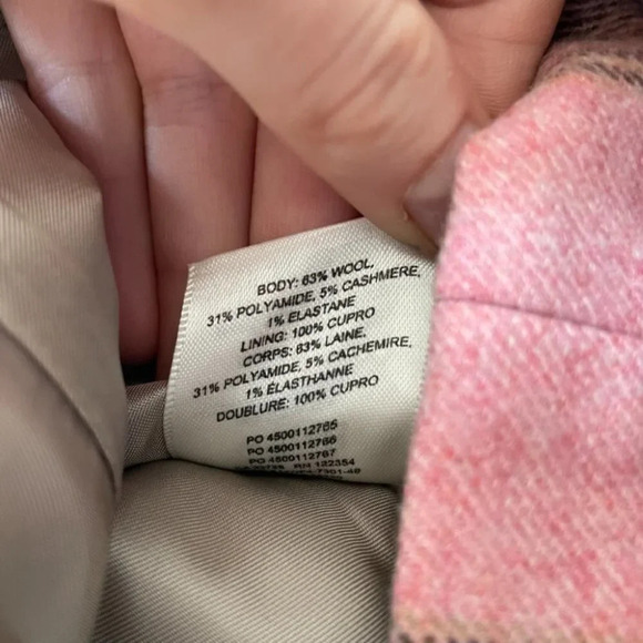 Aritzia Wilfred Dorine New Wrap Front Wool Mini Skirt Pink Brown Plaid Sz 0 NWT - Picture 5 of 5